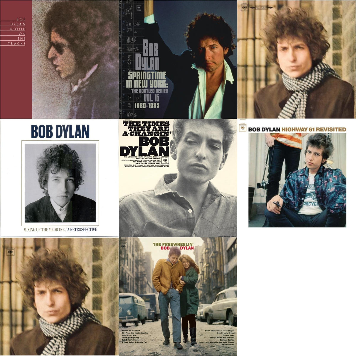 Blood On The Tracks (150G/Dl Insert) & Springtime In New York: The Bootleg Series Vol. 16 (1980-1985) (2LP) & Blonde On Blonde & Mixing Up The Medicine & Times They Are A-Changin (Mono) & Highway 61 Revisited & Blonde On Blonde