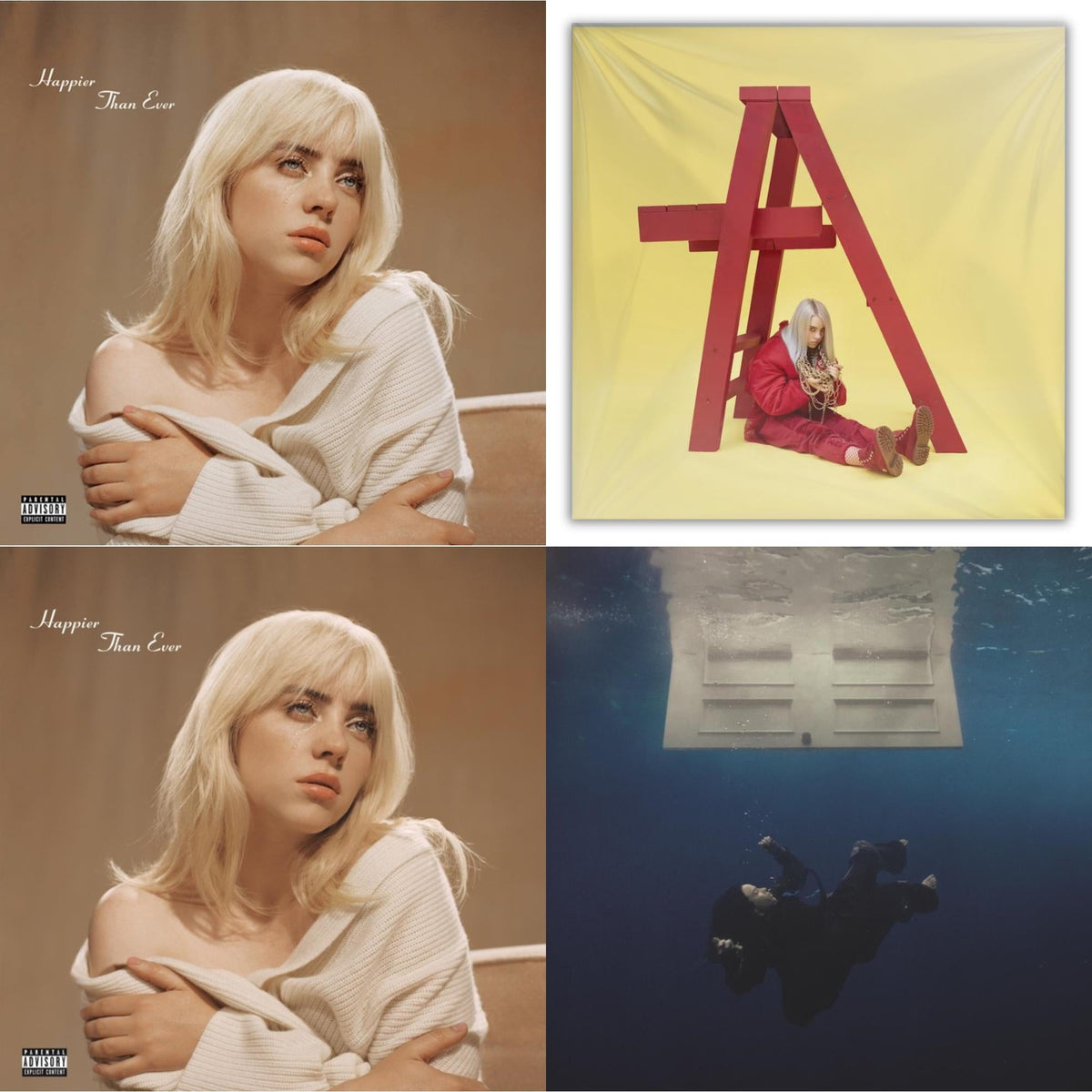 Happier Than Ever (X) (2LP) & Happier Than Ever (2LP/Recycled Vinyl/Rainbow Foil Jacket) (Rsd) & Hit Me Hard & Soft (Recycled Black LP Vinyl) & Billie Eilish - Dont Smile At Me (Black LP Vinyl)