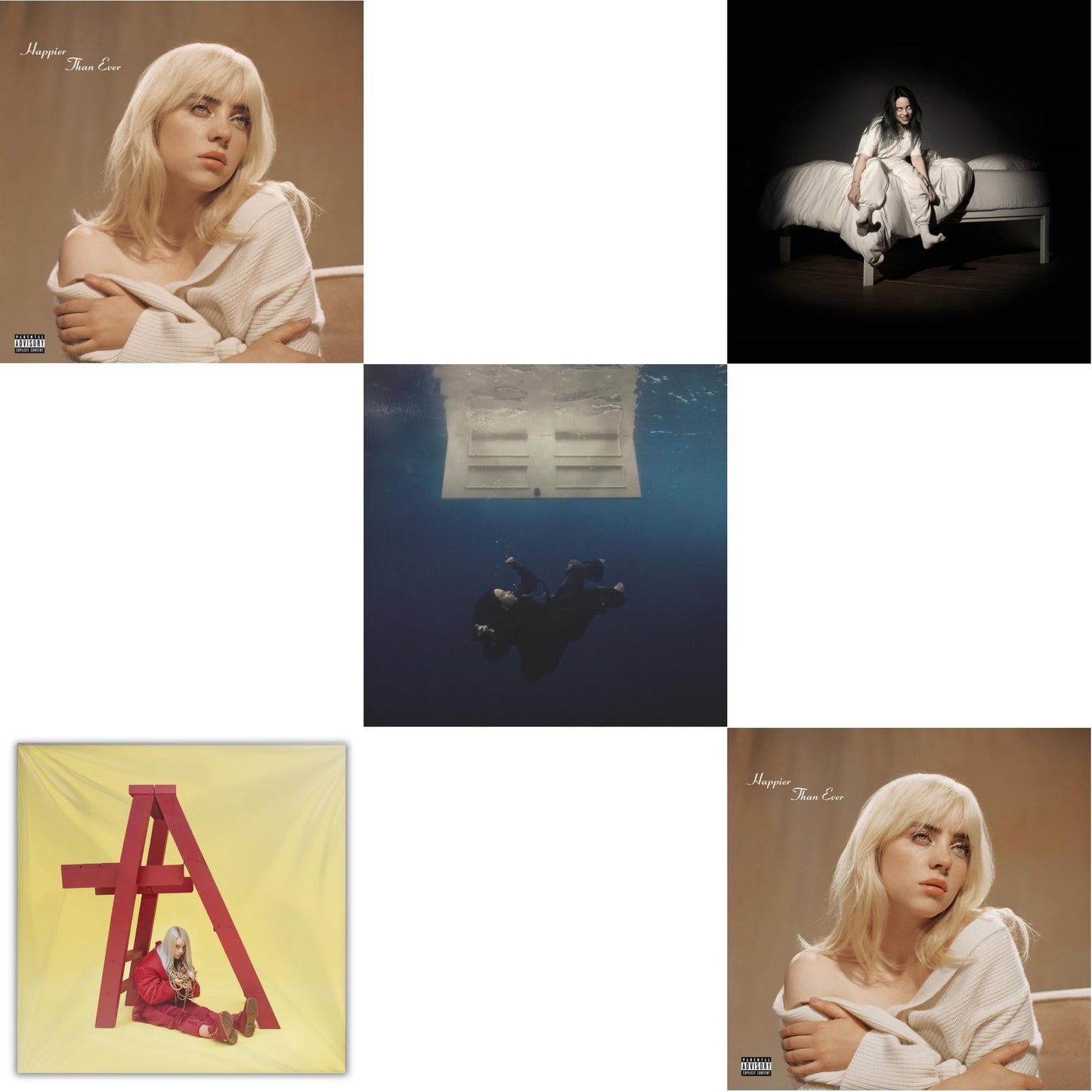 Billie Eilish - Happier Than Ever (X) (2LP) & Happier Than Ever (2LP/Recycled Vinyl/Rainbow Foil Jacket) (Rsd) & Hit Me Hard & Soft (Recycled Black LP Vinyl) & Billie Eilish - Dont Smile At Me (Black LP Vinyl) & When We All Fall Asleep, Where Do We