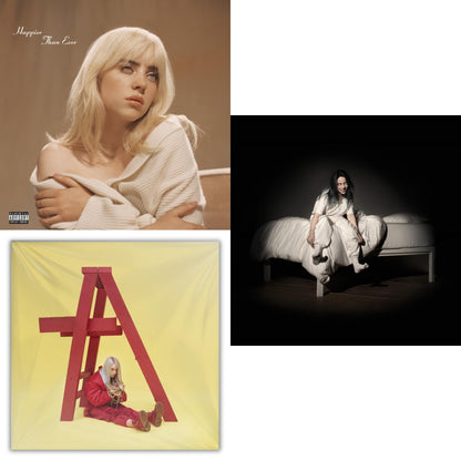 Billie Eilish - Happier Than Ever (X) (2LP) & Billie Eilish - Dont Smile At Me (Black LP Vinyl) & When We All Fall Asleep, Where Do We Go? (Pale Yellow LP Vinyl)