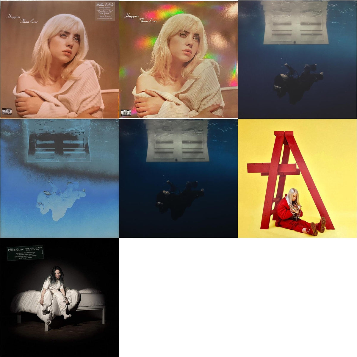 Happier Than Ever (X) (2LP) & Happier Than Ever (2LP/Recycled Vinyl/Rainbow Foil Jacket) (Rsd) & Hit Me Hard & Soft (Recycled Black LP Vinyl) & Hit Me Hard & Soft (Isolated Vocals) (Cream White LP Vinyl) & Hit Me Hard & Soft