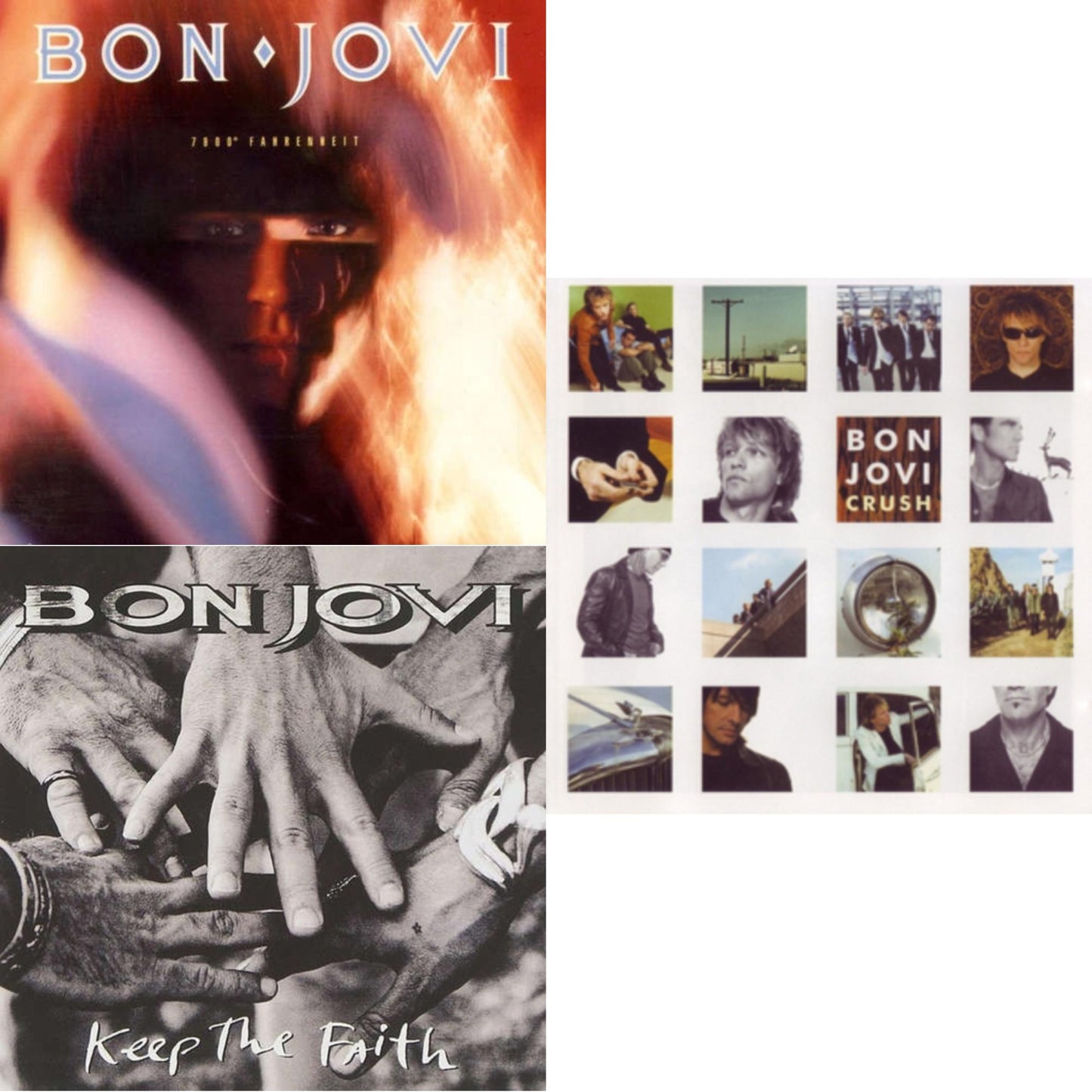 This is a 3 LP Vinyl SKU bundle.
1.This LP Vinyl is brand new.Format: LP VinylMusic Style: Hard RockThis item's title is: 7800º Fahrenheit (180G)Artist: Bon JoviLabel: ISLAND/UMEBarcode: 602547029201Release Date: 11/4/2016
2.This LP Vinyl is brand new.