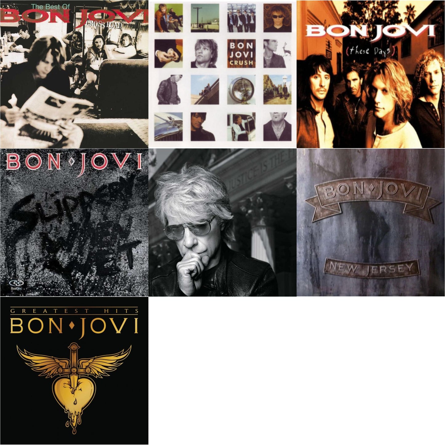 Greatest Hits (2LP) & Cross Road (2LP) & 2020 (2LP/Gold Vinyl) & Slippery When Wet (180G) & New Jersey (180G) & These Days (180G) & Crush (180G)