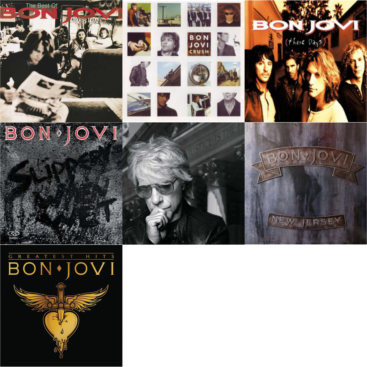 Greatest Hits (2LP) & Cross Road (2LP) & 2020 (2LP/Gold Vinyl) & Slippery When Wet (180G) & New Jersey (180G) & These Days (180G) & Crush (180G)