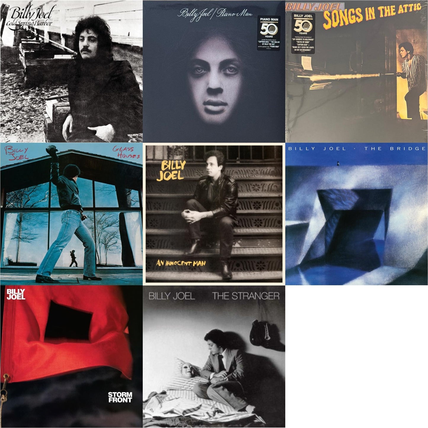 Cold Spring Harbor & Piano Man & Songs In The Attic & Glass Houses (140G) & Innocent Man (140G) & Bridge (140G) & Storm Front (140G) & Stranger (180G)