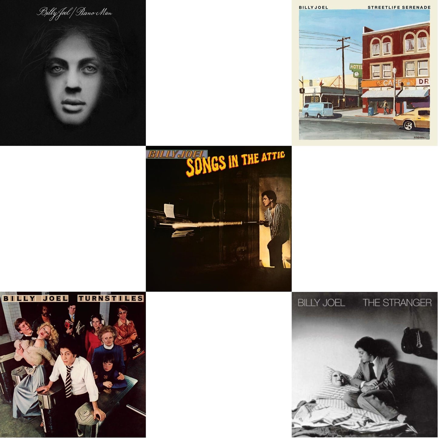 Billy Joel - Piano Man & Streetlife Serenade & Turnstiles & Songs In The Attic & Stranger (180G) - LP Vinyl Bundle