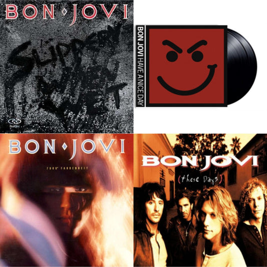 This is a 4 LP Vinyl SKU bundle.
1.This LP Vinyl is brand new.Format: LP VinylMusic Style: Hard RockThis item's title is: 7800º Fahrenheit (180G)Artist: Bon JoviLabel: ISLAND/UMEBarcode: 602547029201Release Date: 11/4/2016
2.This LP Vinyl is brand new.