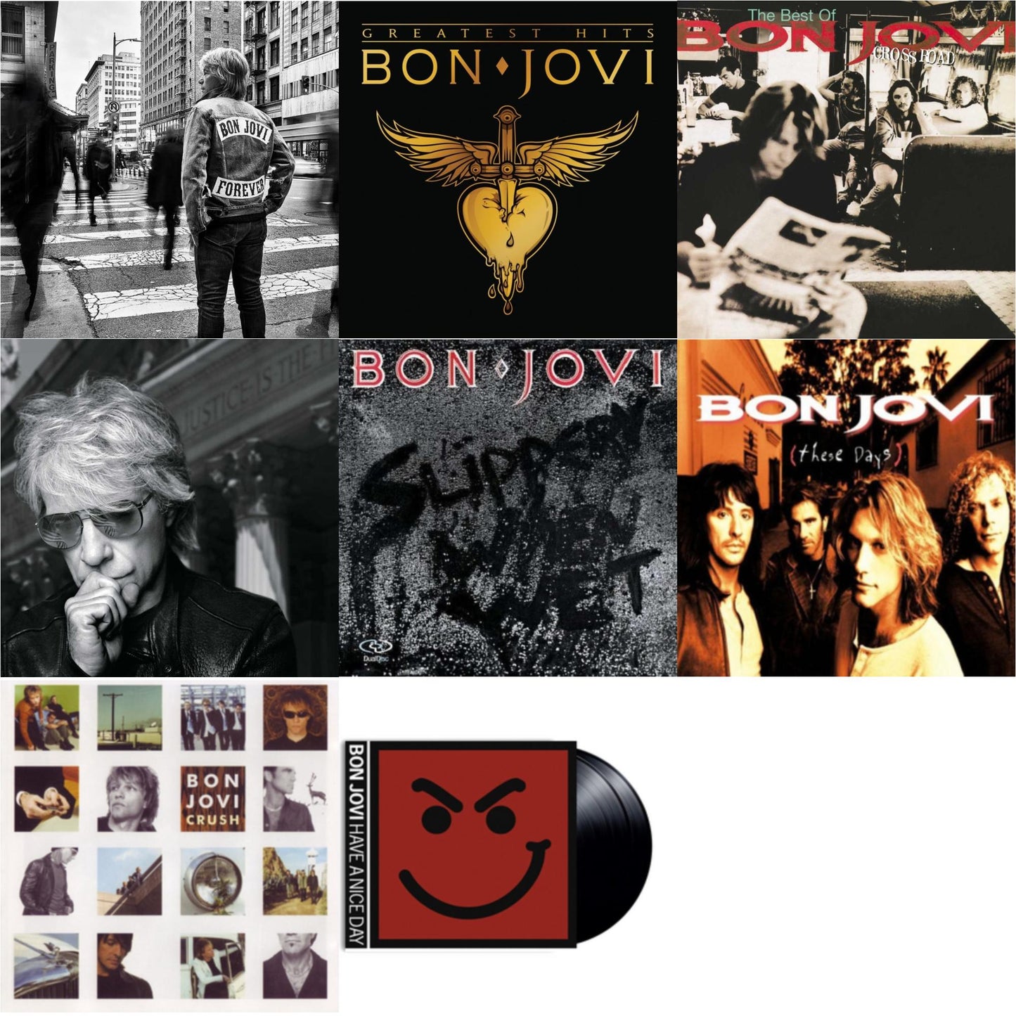 Forever & Greatest Hits (2LP) & Cross Road (2LP) & 2020 (2LP/Gold Vinyl) & Slippery When Wet (180G) & These Days (180G) & Crush (180G) & Have A Niceday (180G)