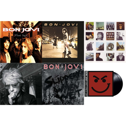 This is a 6 LP Vinyl SKU bundle.
1.This LP Vinyl is brand new.Format: LP VinylMusic Style: Pop RockThis item's title is: These Days (180G)Artist: Bon JoviLabel: ISLAND/UMEBarcode: 602547029454Release Date: 11/4/2016
2.This LP Vinyl is brand new.