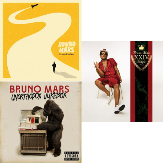 This is a 3 LP Vinyl SKU bundle.
1.This LP Vinyl is brand new.Format: LP VinylMusic Style: Contemporary R&BThis item's title is: 24K MagicArtist: Bruno MarsLabel: ATLANTICBarcode: 075678662720Release Date: 11/18/2016
2.This LP Vinyl is brand new.
