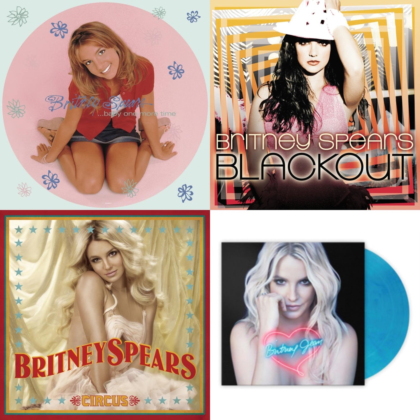 This is a 4 LP Vinyl SKU bundle.
1.This LP Vinyl is brand new.Format: LP VinylMusic Style: Dance-popThis item's title is: Baby One More Time (Picture Disc/140G/Dl Code)Artist: Britney SpearsLabel: LEGACYBarcode: 190758862613Release Date: 11/23/2018
2.This LP Vinyl is brand new.