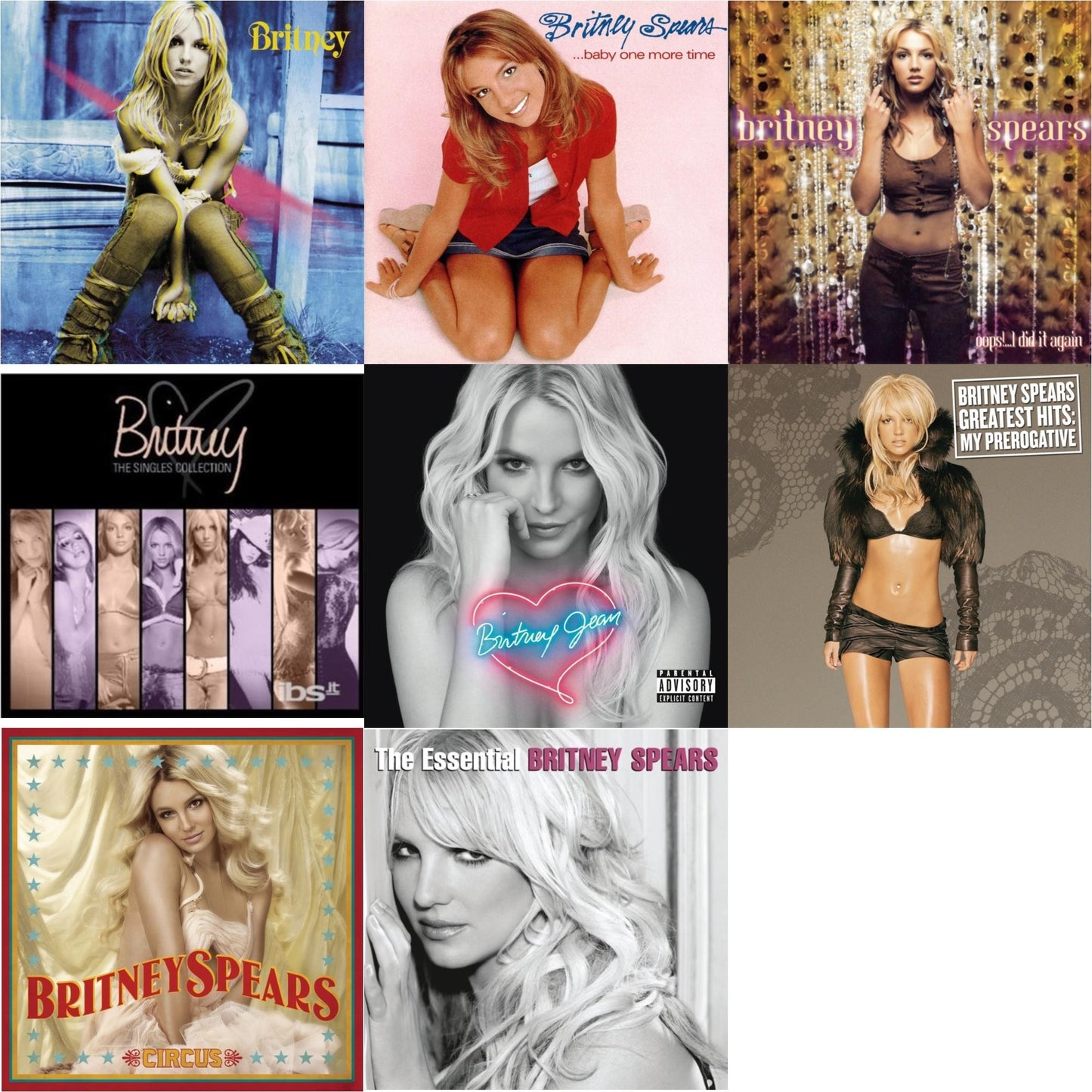 Britney & Baby One More Time & Oops I Did It Again & Singles Collection & Britney Jean & Greatest Hits: My Prerogative & Circus & Essential Britney Spears