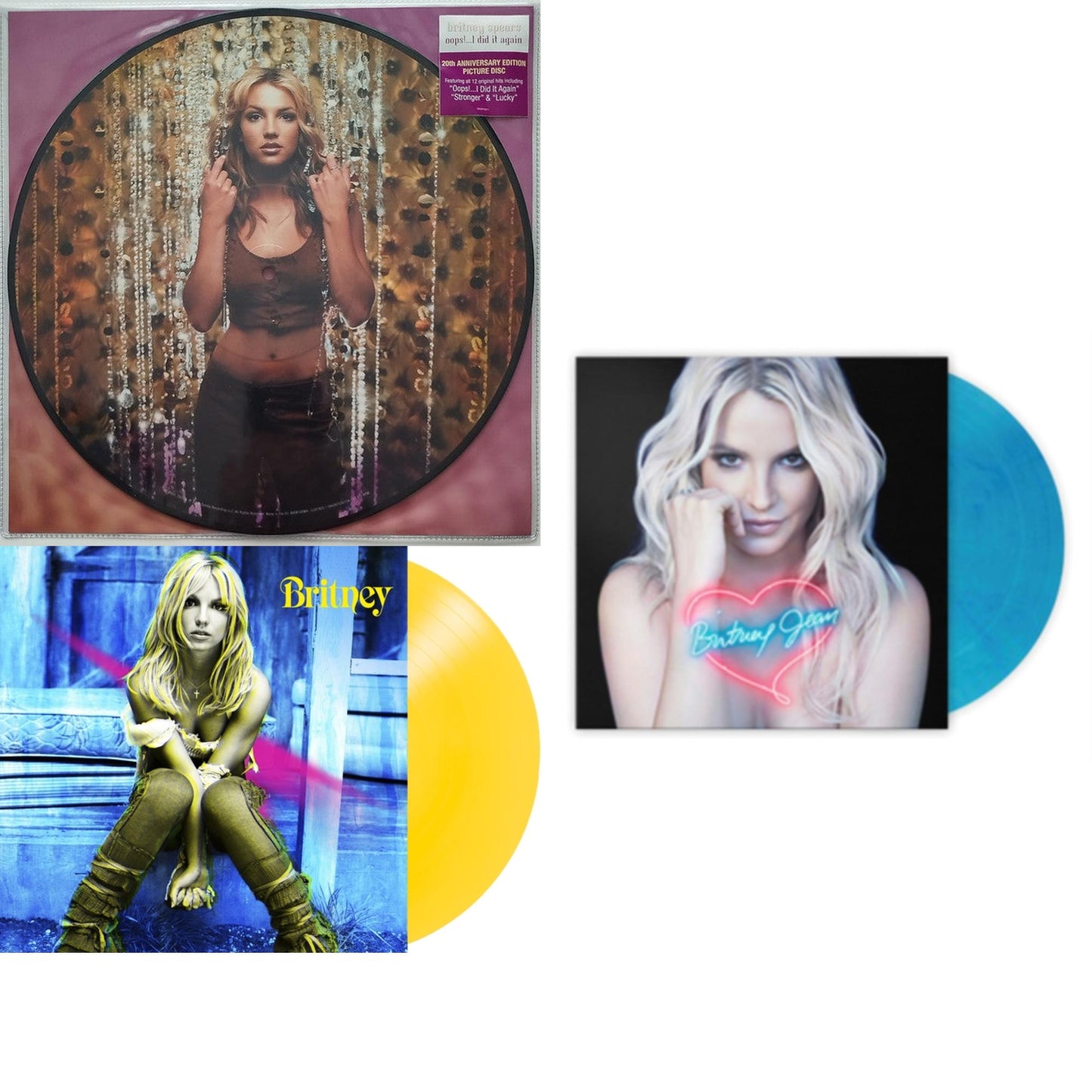 Oops!... I Did It Again (20Th Anniversary Edition Picture LP Vinyl) & Britney (Yellow LP Vinyl/Import) & Britney Jean (Blue Marbled LP Vinyl/Import)
