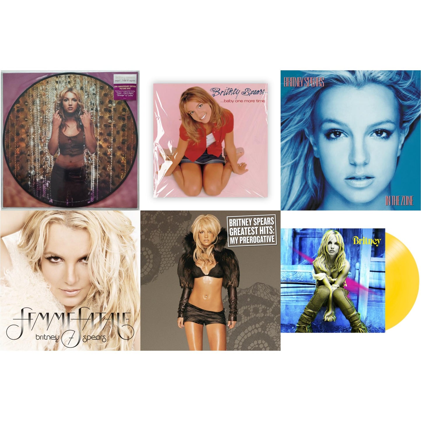 Oops!... I Did It Again (20Th Anniversary Edition Picture LP Vinyl) & Baby One More Time & In The Zone & Femme Fatale & Greatest Hits : My Prerogative (2LP) & Britney (Yellow LP Vinyl/Import)