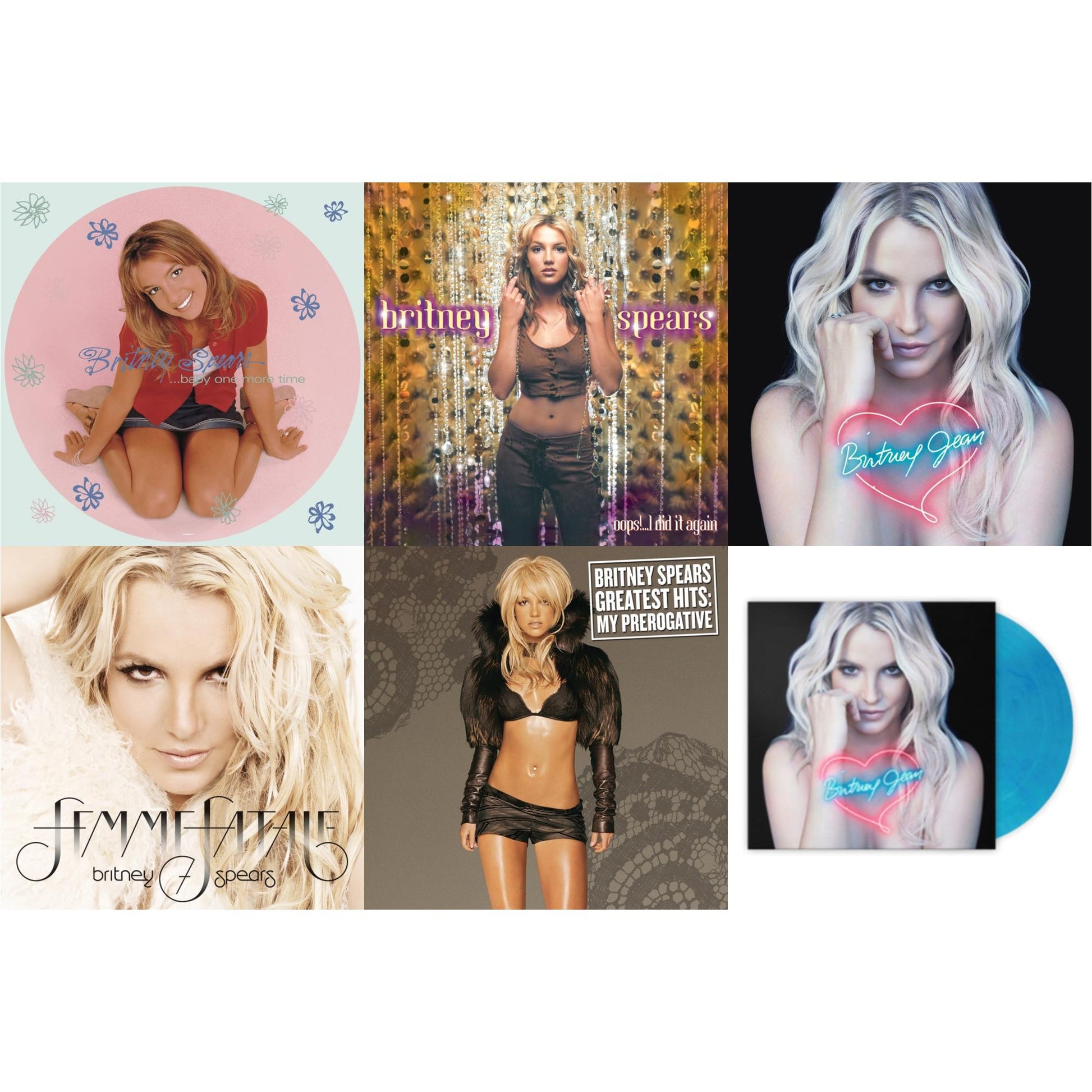 This is a 6 LP Vinyl SKU bundle.
1.This LP Vinyl is brand new.Format: LP VinylMusic Style: Dance-popThis item's title is: Baby One More Time (Picture Disc/140G/Dl Code)Artist: Britney SpearsLabel: LEGACYBarcode: 190758862613Release Date: 11/23/2018
2.This LP Vinyl is brand new.