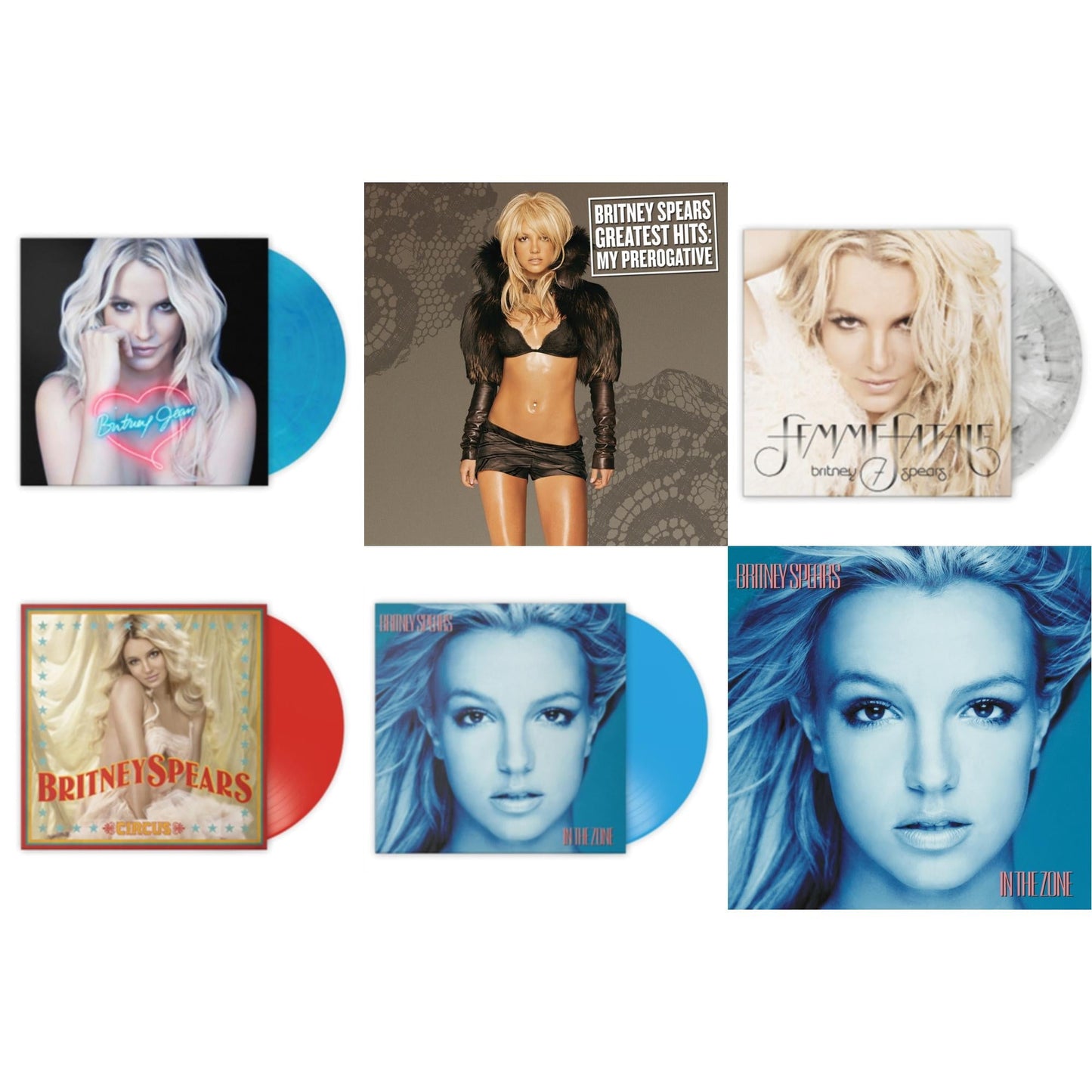This is a 6 LP Vinyl SKU bundle.
1.This LP Vinyl is brand new.Format: LP VinylMusic Style: EuropopThis item's title is: Britney Jean (Blue Marbled LP Vinyl/Import)Artist: Britney SpearsLabel: SONY MUSIC CMGBarcode: 196587791810Release Date: 5/26/2023
2.This LP Vinyl is brand new.