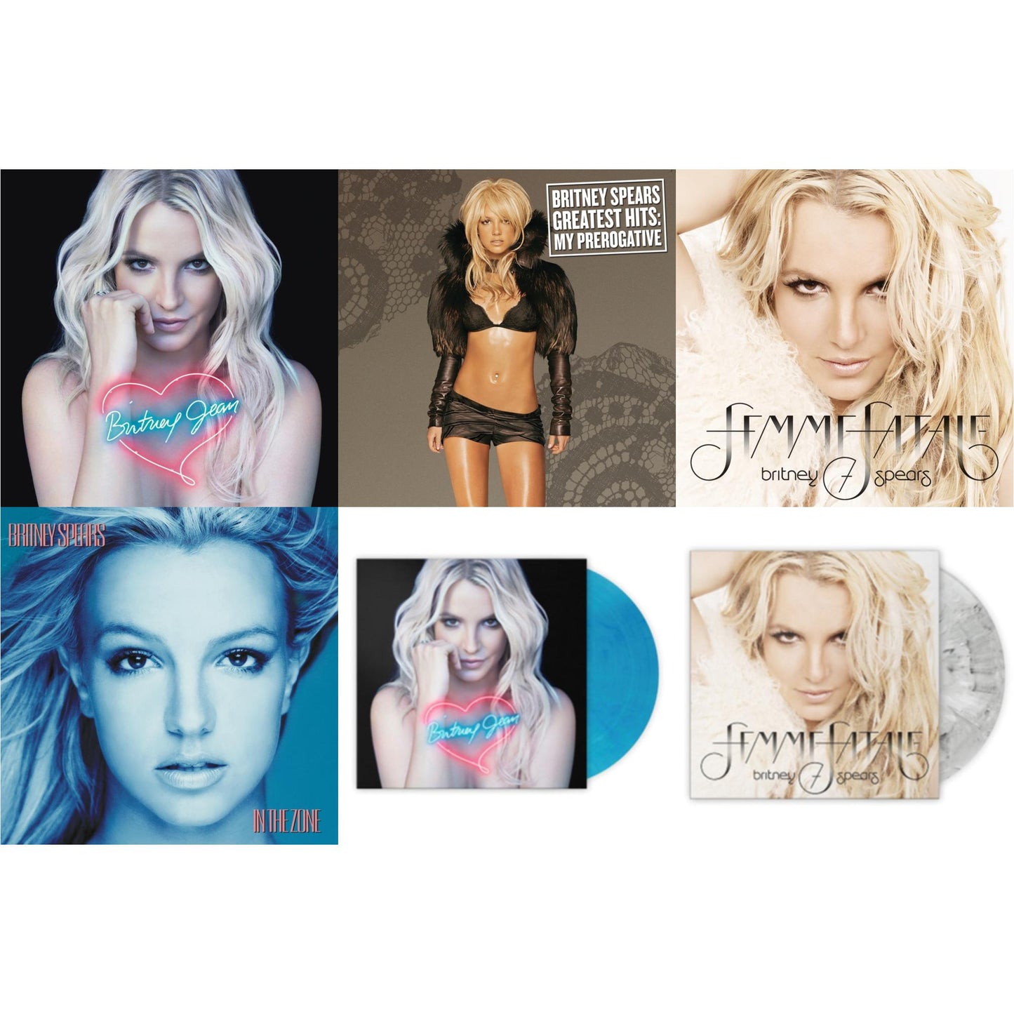 In The Zone & Britney Jean & Femme Fatale & Greatest Hits : My Prerogative (2LP) & Britney Jean (Blue Marbled LP Vinyl/Import) & Femme Fatale (Light Grey Marbled LP Vinyl/Import)