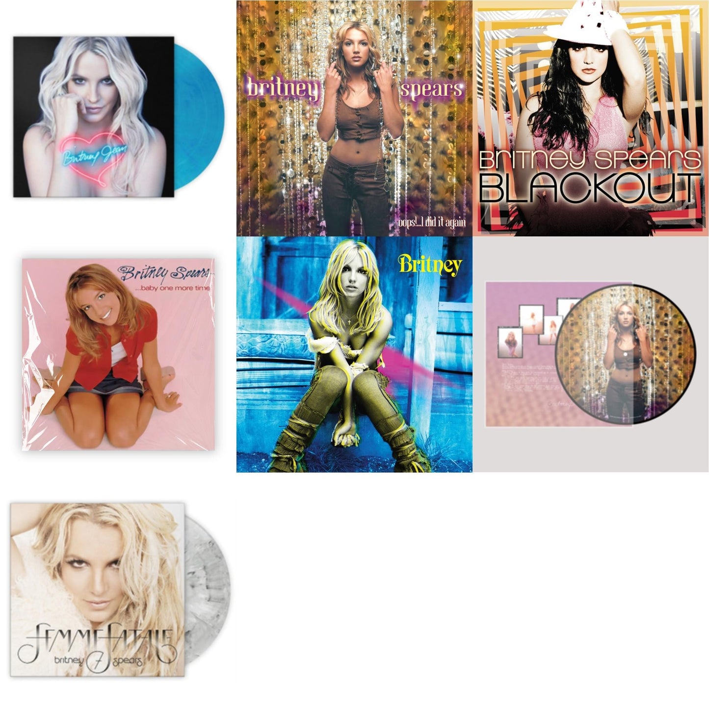Oops!... I Did It Again (20Th Anniversary Edition Picture LP Vinyl) & Baby One More Time & Oops!... I Did It Again & Britney & Blackout & Britney Jean (Blue Marbled LP Vinyl/Import) & Femme Fatale (Light Grey Marbled LP Vinyl/Import)