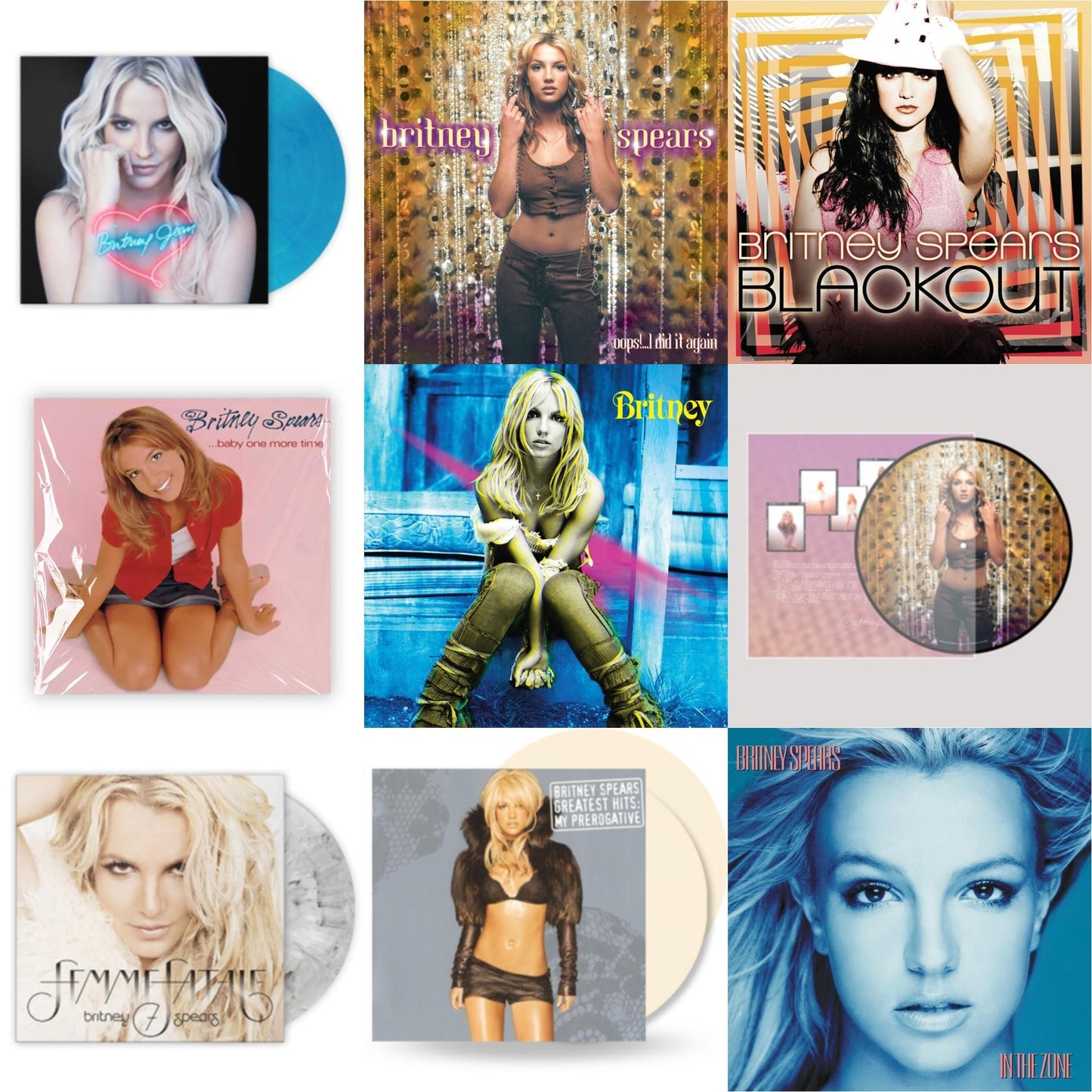 Britney Spears - Oops!... I Did It Again (20Th Anniversary Edition Picture LP Vinyl) & Baby One More Time & Oops!... I Did It Again & Britney & Blackout & In The Zone & Britney Jean (Blue Marbled LP Vinyl/Import) & Femme Fatale (Light Grey Marbled LP