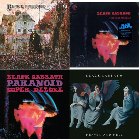 This is a 4 LP Vinyl SKU bundle.
1.This LP Vinyl is brand new.Format: LP VinylThis item's title is: Black Sabbath (180G)Artist: Black SabbathLabel: RHINO/WARNER BROS.Barcode: 081227946661Release Date: 8/5/2016
2.This LP Vinyl is brand new.