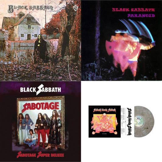 This is a 4 LP Vinyl SKU bundle.
1.This LP Vinyl is brand new.Format: LP VinylThis item's title is: Black Sabbath (180G)Artist: Black SabbathLabel: RHINO/WARNER BROS.Barcode: 081227946661Release Date: 8/5/2016
2.This LP Vinyl is brand new.