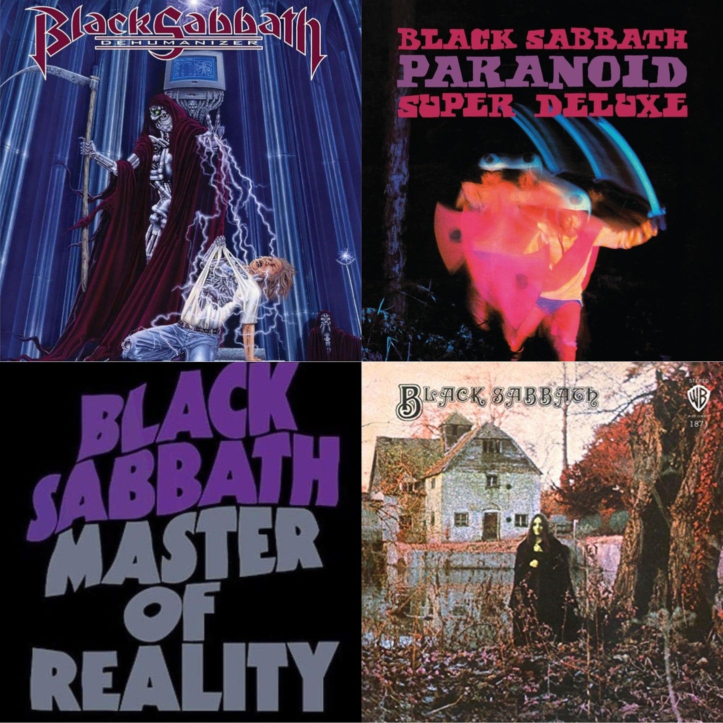 This is a 4 LP Vinyl SKU bundle.
1.This LP Vinyl is brand new.Format: LP VinylThis item's title is: Black Sabbath (180G)Artist: Black SabbathLabel: RHINO/WARNER BROS.Barcode: 081227946661Release Date: 8/5/2016
2.This LP Vinyl is brand new.