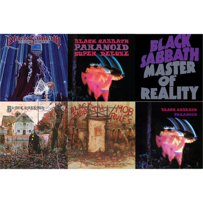 This is a 6 LP Vinyl SKU bundle.
1.This LP Vinyl is brand new.Format: LP VinylThis item's title is: Black Sabbath (180G)Artist: Black SabbathLabel: RHINO/WARNER BROS.Barcode: 081227946661Release Date: 8/5/2016
2.This LP Vinyl is brand new.