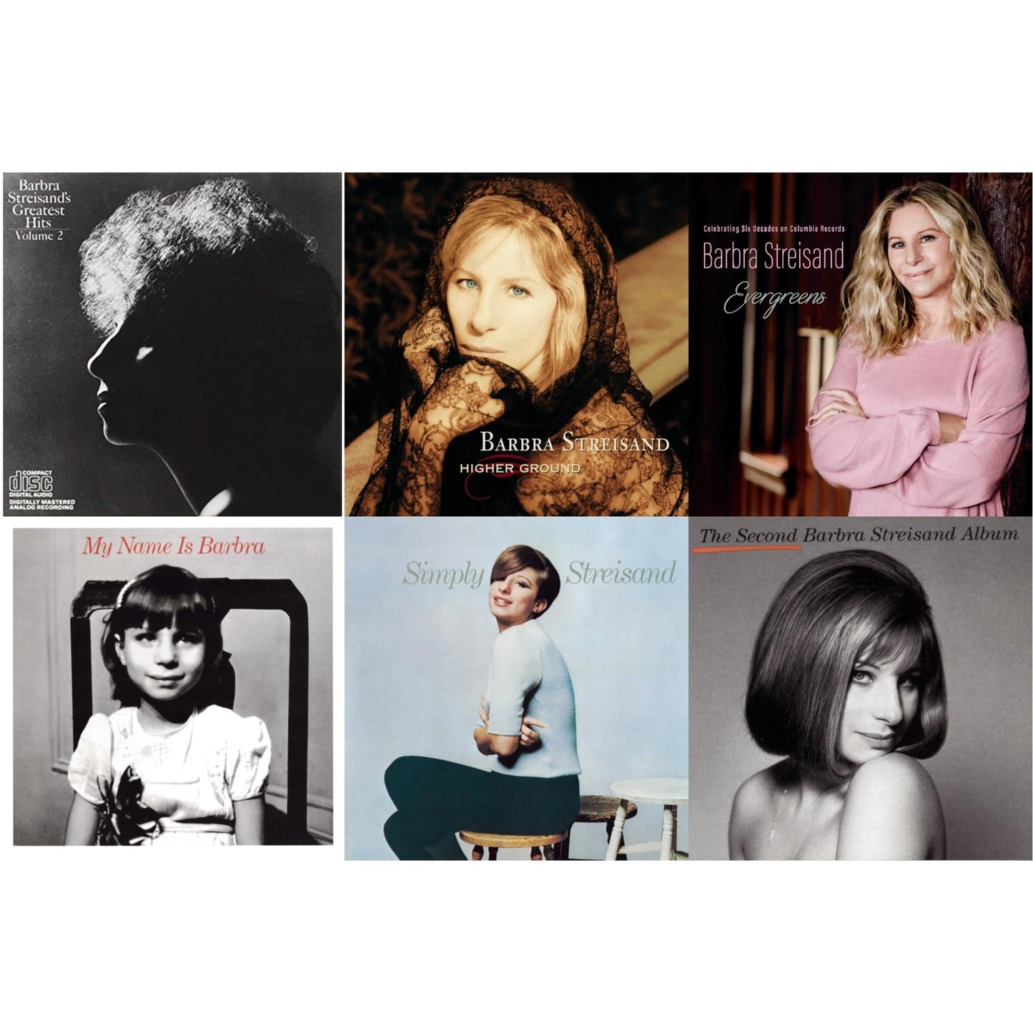 Greatest Hits Vol.2 & Higher Ground & Evergreens : Celebrating Six Decades On Columbia Records & My Name Is Barbra & Simply Streisand & Second Barbra Streisand Album