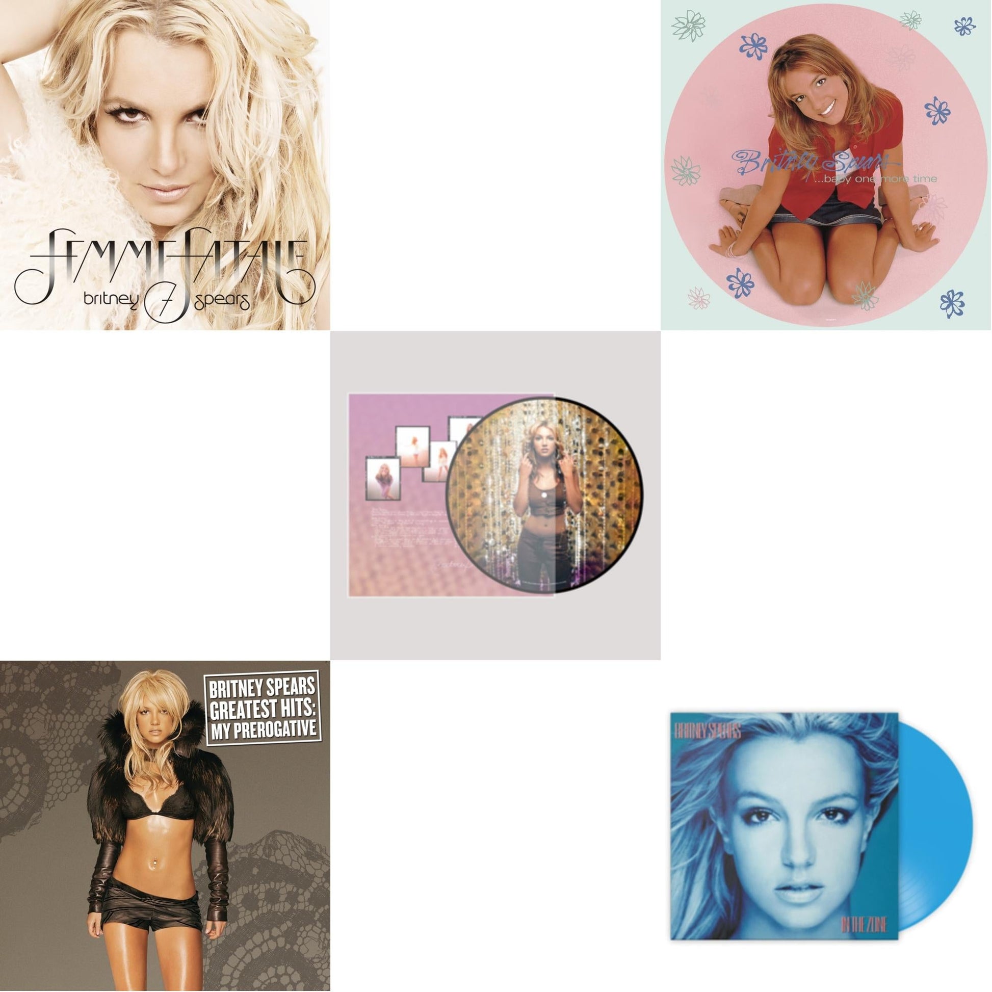This is a 5 LP Vinyl SKU bundle.
1.This LP Vinyl is brand new.Format: LP VinylMusic Style: Dance-popThis item's title is: Baby One More Time (Picture Disc/140G/Dl Code)Artist: Britney SpearsLabel: LEGACYBarcode: 190758862613Release Date: 11/23/2018
2.This LP Vinyl is brand new.