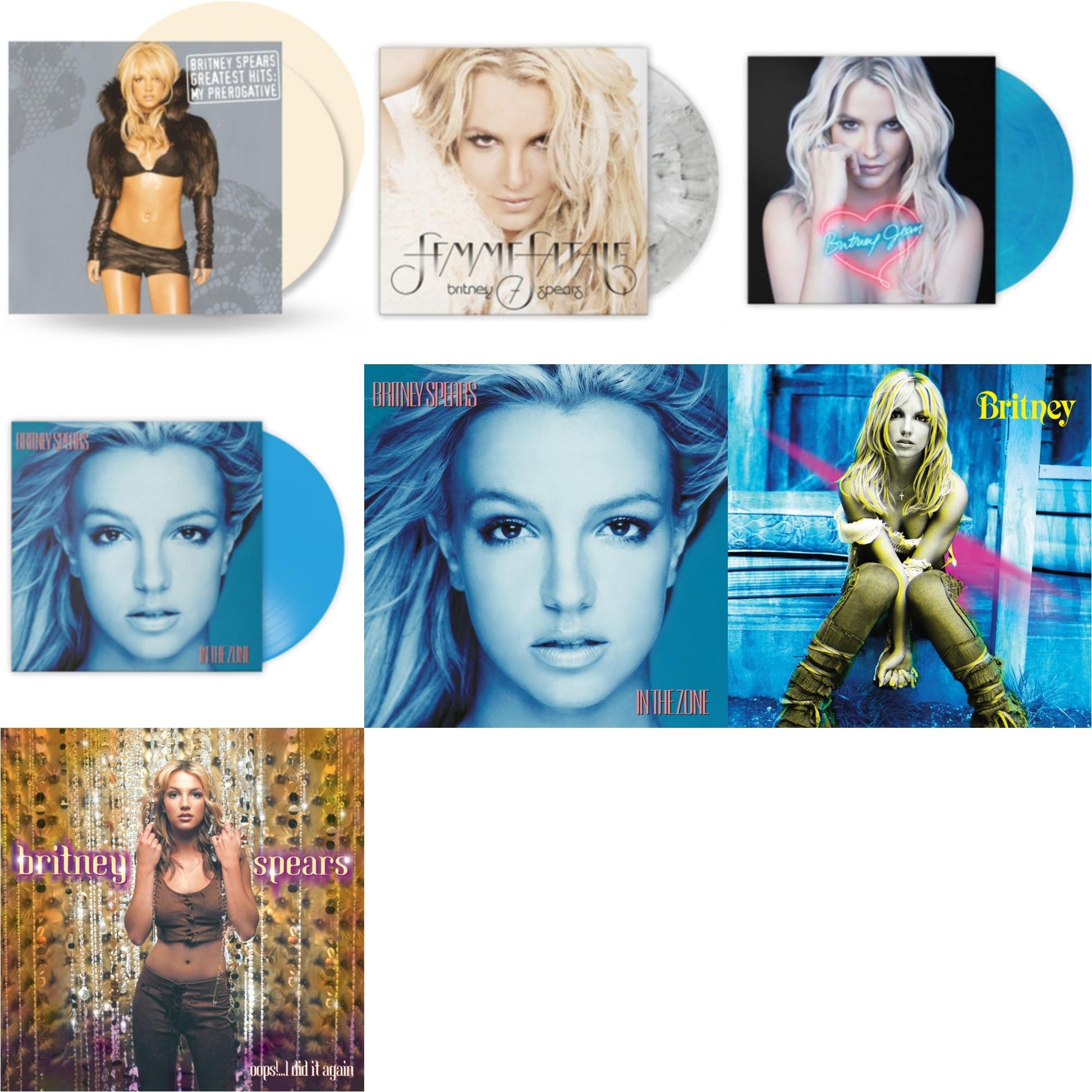This is a 7 LP Vinyl SKU bundle.
1.This LP Vinyl is brand new.Format: LP VinylMusic Style: HouseThis item's title is: Greatest Hits: My Prerogative (2LP/Cream Vinyl/Import)Artist: Britney SpearsLabel: SONY MUSIC CMGBarcode: 196587792015Release Date: 5/26/2023
2.