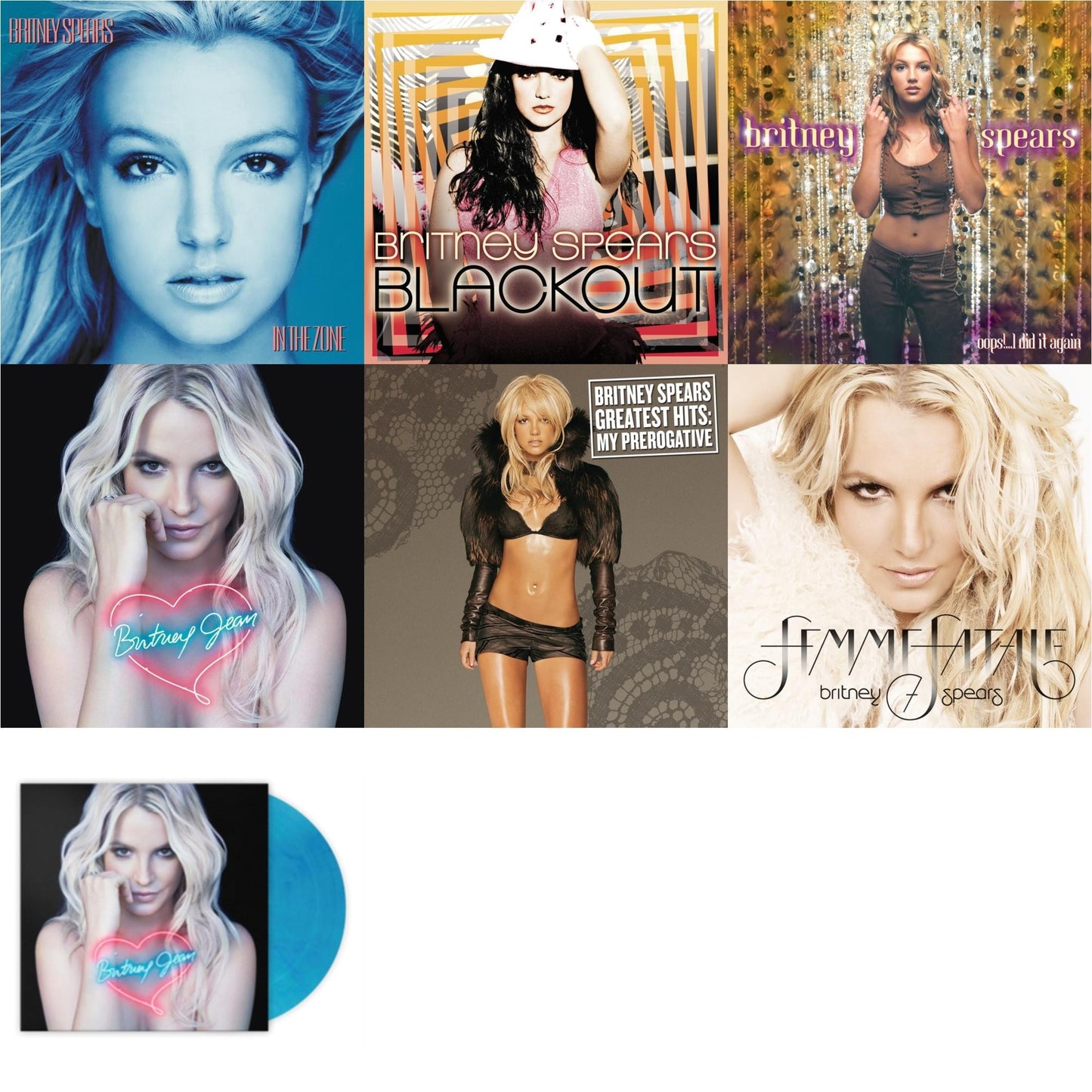 Oops!... I Did It Again & Blackout & In The Zone & Britney Jean & Femme Fatale & Greatest Hits : My Prerogative (2LP) & Britney Jean (Blue Marbled LP Vinyl/Import)