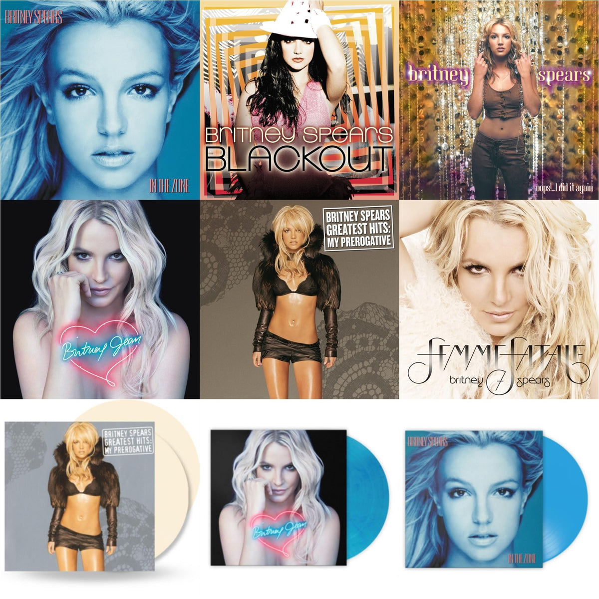Britney Spears - Oops!... I Did It Again & Blackout & In The Zone & Britney Jean & Femme Fatale & Greatest Hits : My Prerogative (2LP) & In The Zone (Blue LP Vinyl/Import) & Britney Jean (Blue Marbled LP Vinyl/Import) & Greatest Hits: My Prerogative