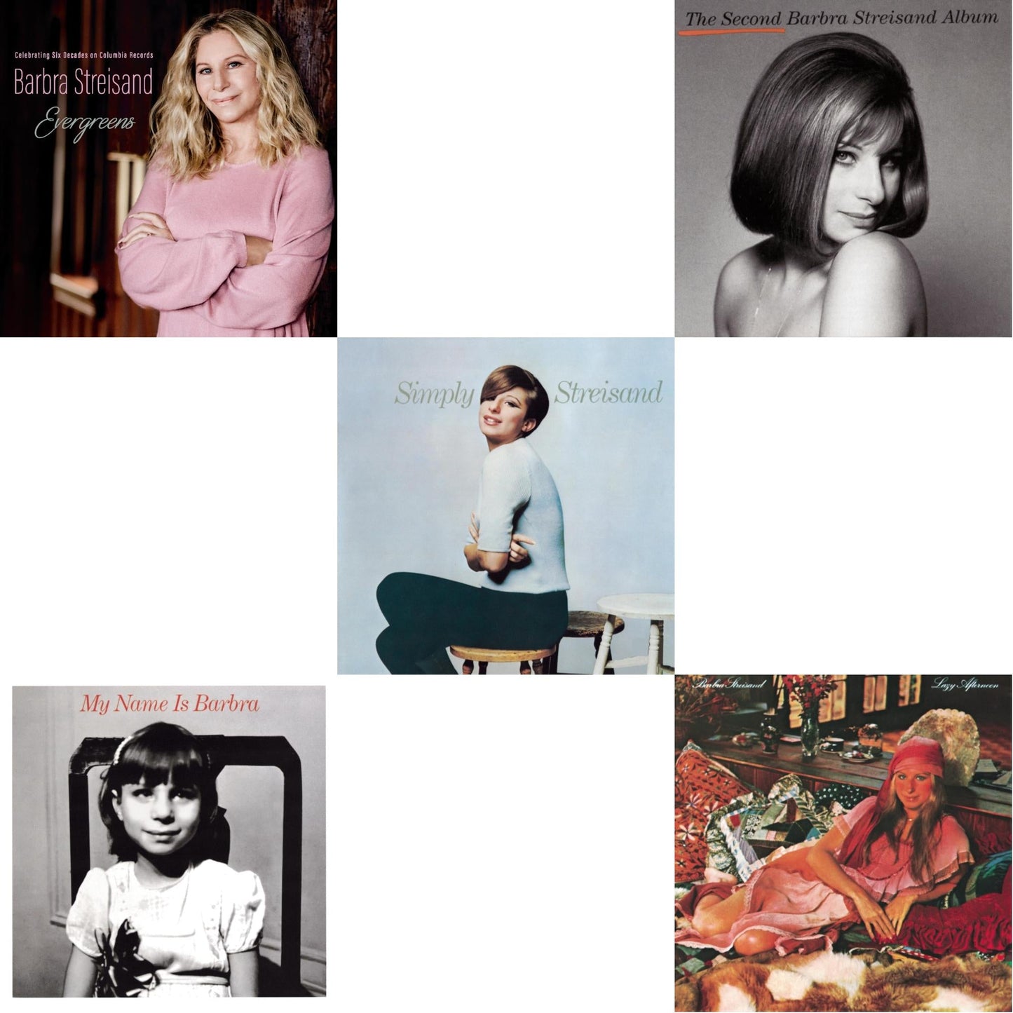 Evergreens : Celebrating Six Decades On Columbia Records & My Name Is Barbra & Simply Streisand & Second Barbra Streisand Album & Lazy Afternoon