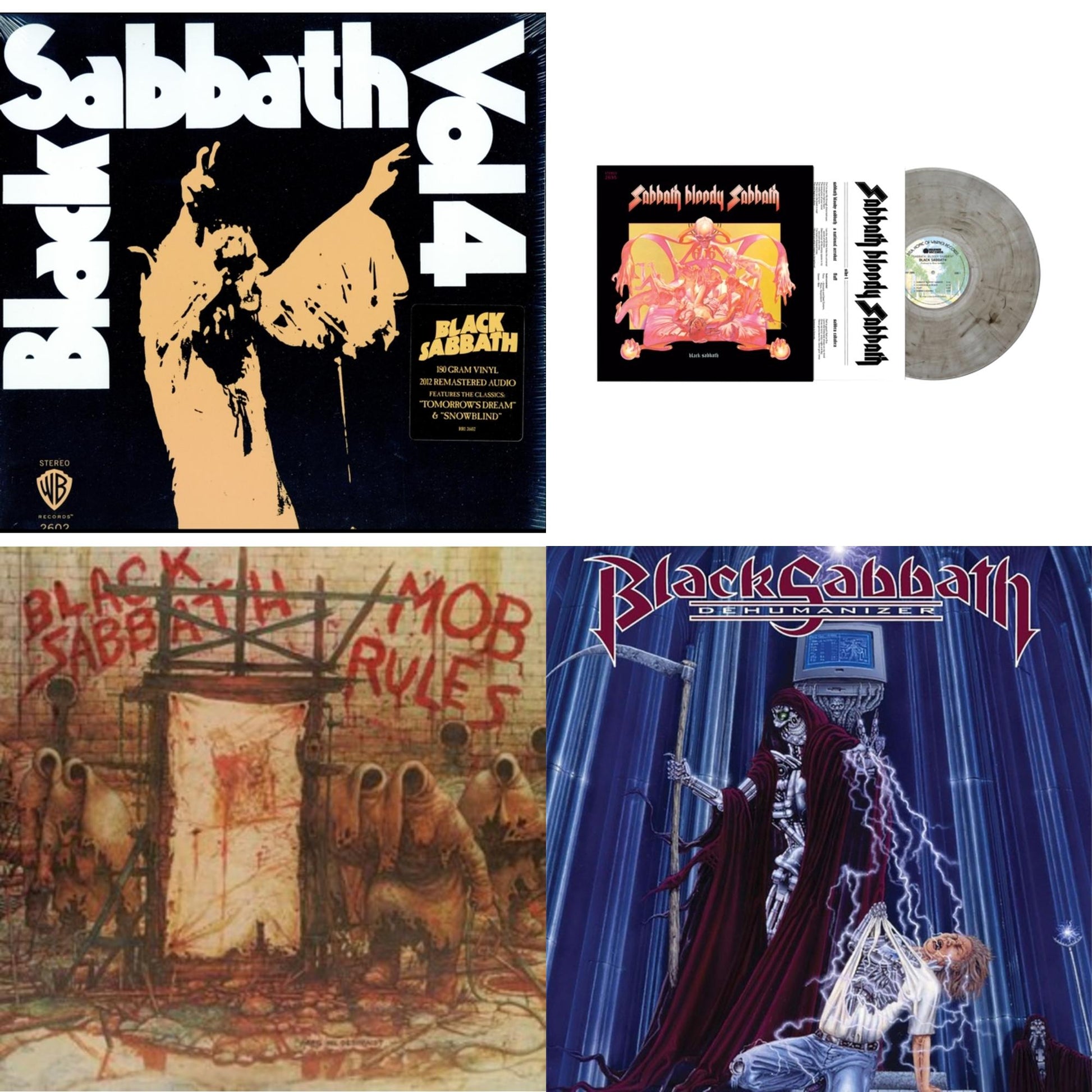 This is a 4 LP Vinyl SKU bundle.
1.This LP Vinyl is brand new.Format: LP VinylMusic Style: Heavy MetalThis item's title is: Vol. 4 (180G)Artist: Black SabbathLabel: RHINO/WARNER BROS.Barcode: 081227946609Release Date: 8/5/2016
2.This LP Vinyl is brand new.