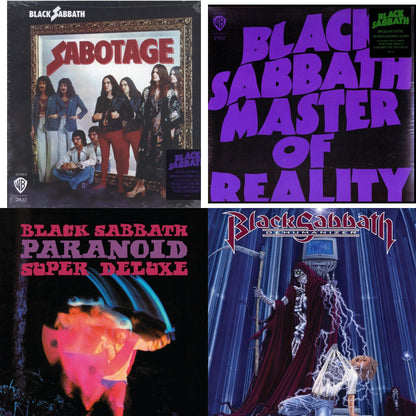 This is a 4 LP Vinyl SKU bundle.
1.This LP Vinyl is brand new.Format: LP VinylMusic Style: Hard RockThis item's title is: Sabotage (180G)Artist: Black SabbathLabel: RHINO/WARNER BROS.Barcode: 081227946562Release Date: 8/5/2016
2.This LP Vinyl is brand new.