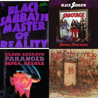 This is a 4 LP Vinyl SKU bundle.
1.This LP Vinyl is brand new.Format: LP VinylThis item's title is: Master Of Reality (180G)Artist: Black SabbathLabel: RHINO/WARNER BROS.Barcode: 081227946739Release Date: 8/5/2016
2.This LP Vinyl is brand new.
