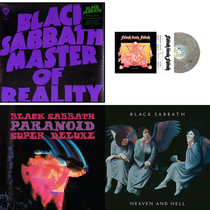 This is a 4 LP Vinyl SKU bundle.
1.This LP Vinyl is brand new.Format: LP VinylThis item's title is: Master Of Reality (180G)Artist: Black SabbathLabel: RHINO/WARNER BROS.Barcode: 081227946739Release Date: 8/5/2016
2.This LP Vinyl is brand new.