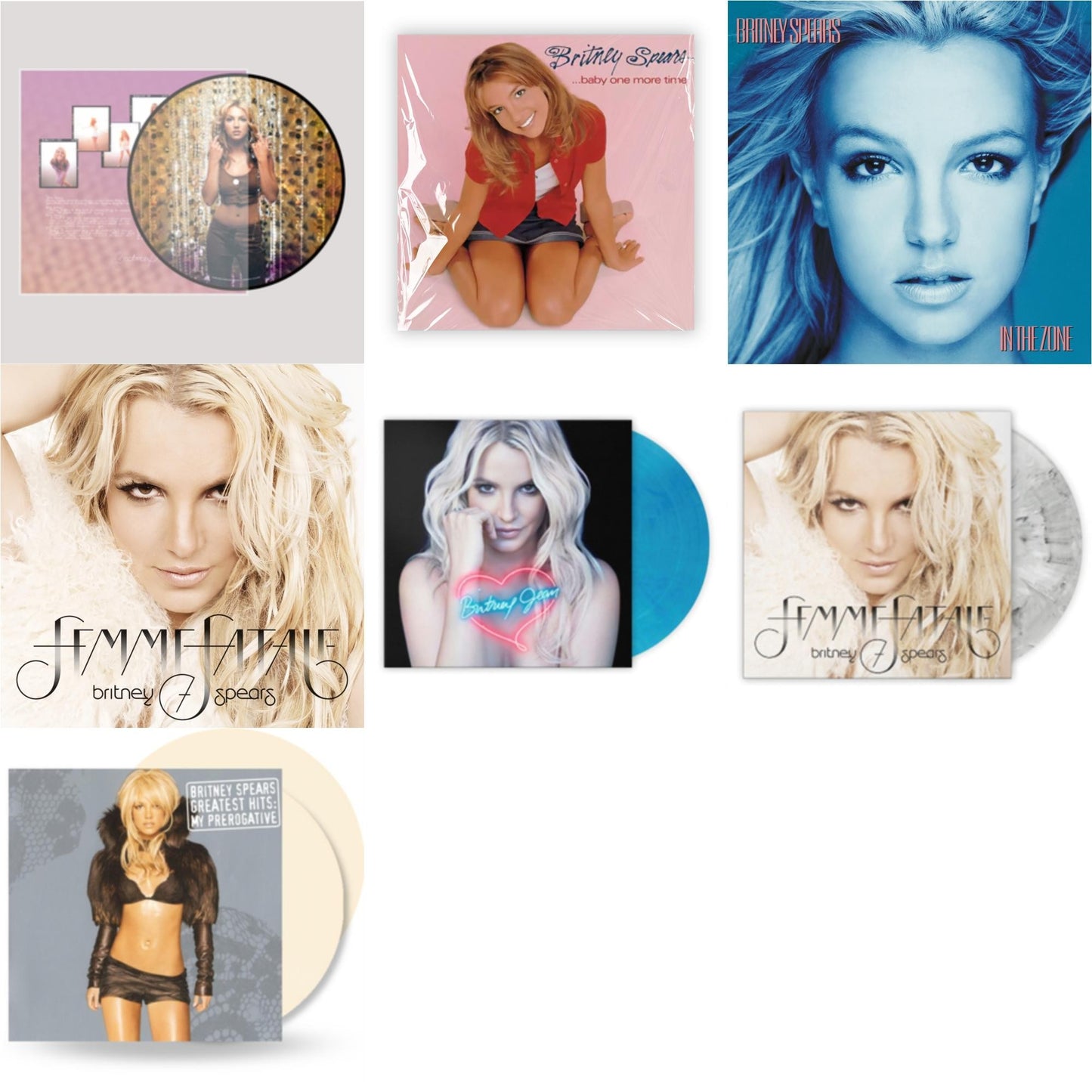 Britney Spears - Oops!... I Did It Again (20Th Anniversary Edition Picture LP Vinyl) & Baby One More Time & In The Zone & Femme Fatale & Britney Jean (Blue Marbled LP Vinyl/Import) & Femme Fatale (Light Grey Marbled LP Vinyl/Import) & Greatest Hits: