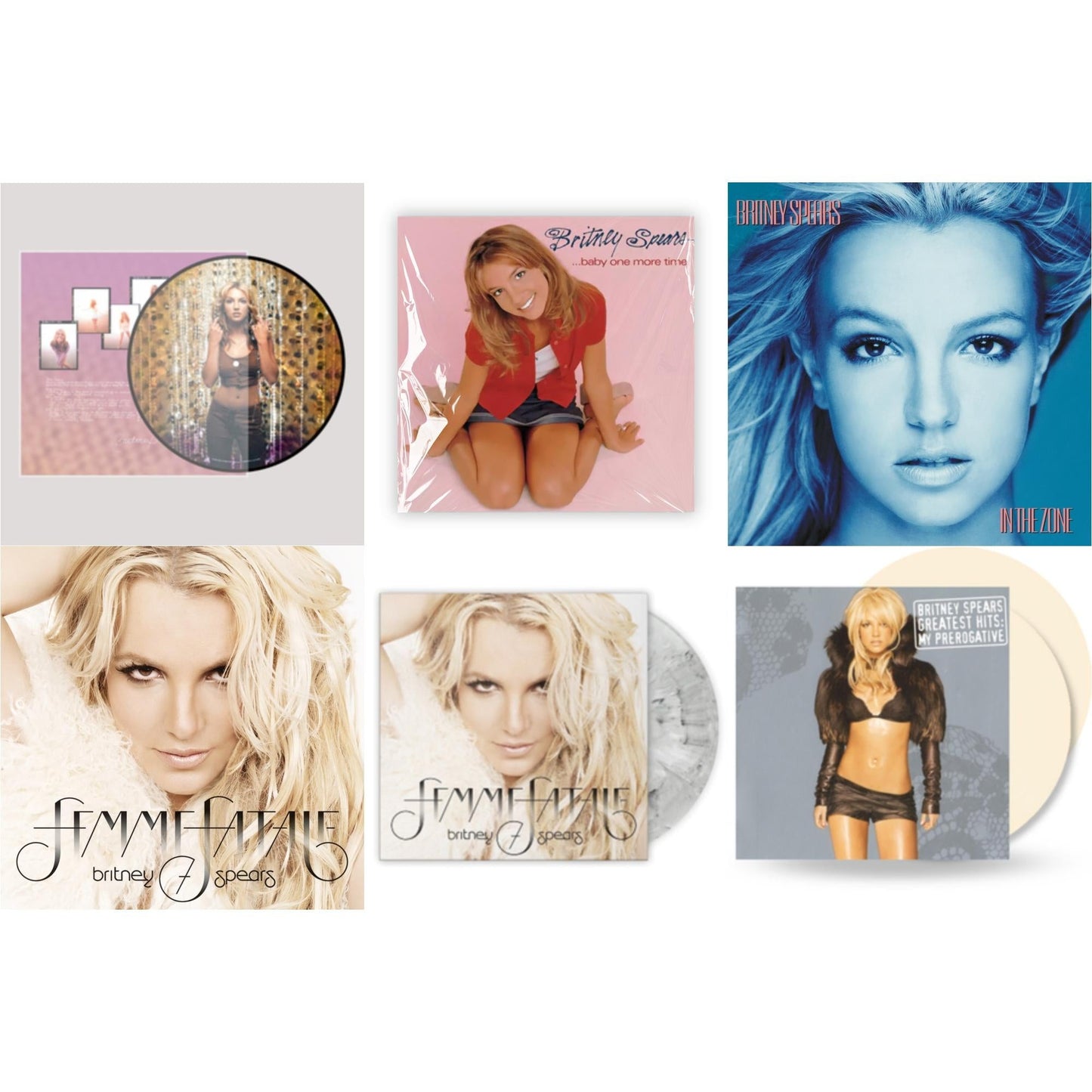Oops!... I Did It Again (20Th Anniversary Edition Picture LP Vinyl) & Baby One More Time & In The Zone & Femme Fatale & Femme Fatale (Light Grey Marbled LP Vinyl/Import) & Greatest Hits: My Prerogative (2LP/Cream Vinyl/Import)