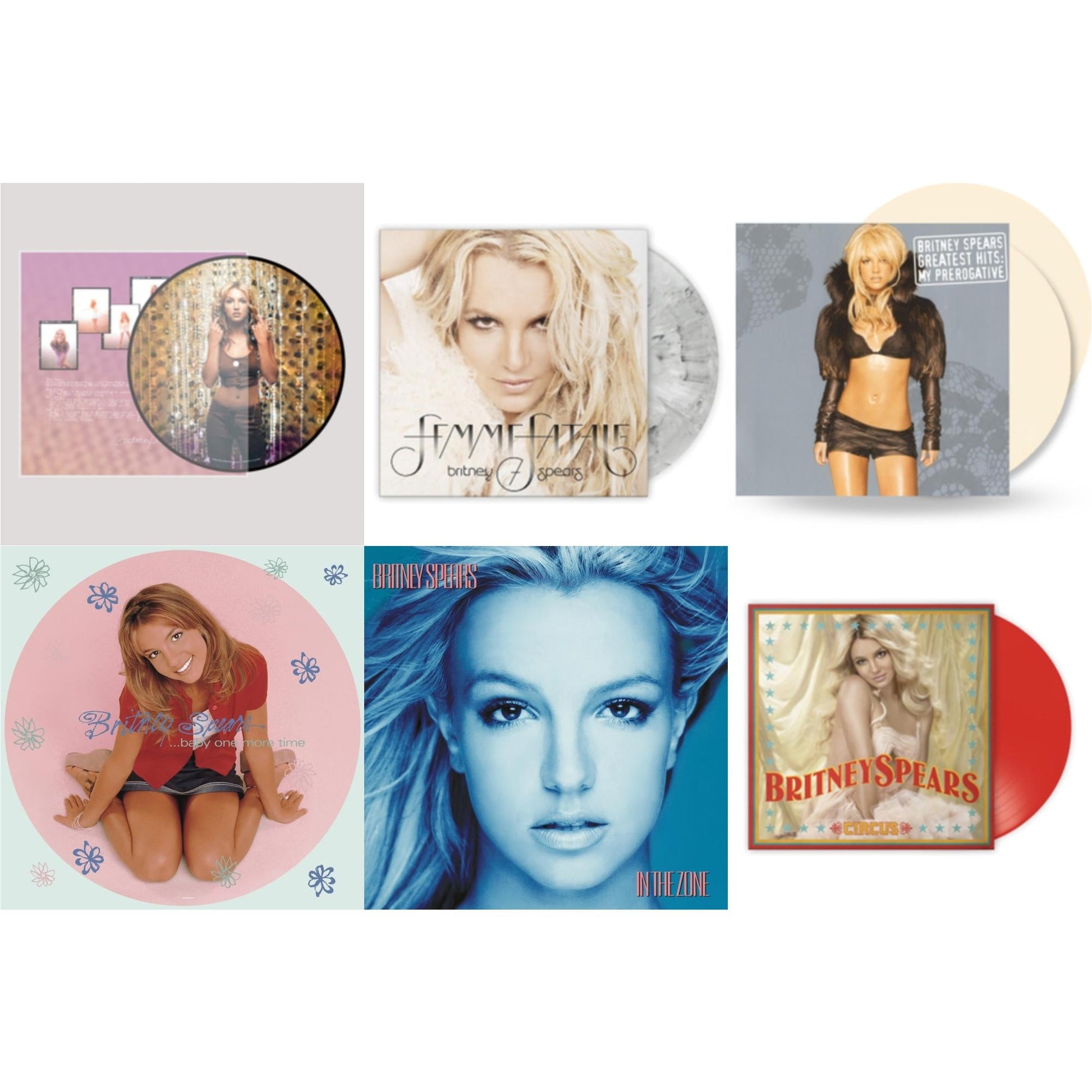 This is a 6 LP Vinyl SKU bundle.
1.This LP Vinyl is brand new.Format: LP VinylMusic Style: Dance-popThis item's title is: Baby One More Time (Picture Disc/140G/Dl Code)Artist: Britney SpearsLabel: LEGACYBarcode: 190758862613Release Date: 11/23/2018
2.This LP Vinyl is brand new.