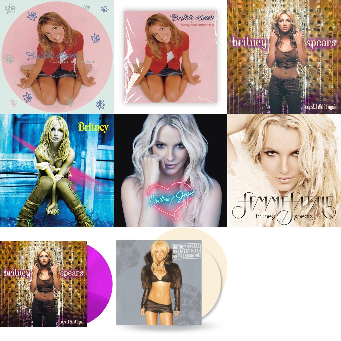 Baby One More Time (Picture Disc/140G/Dl Code) & Baby One More Time & Oops!... I Did It Again & Britney & Britney Jean & Femme Fatale & Oops! I Did It Again (Purple LP Vinyl/Import) & Greatest Hits: My Prerogative (2LP/Cream Vinyl/Import)