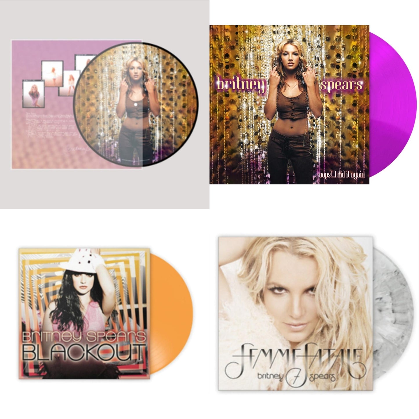 Oops!... I Did It Again (20Th Anniversary Edition Picture LP Vinyl) & Oops! I Did It Again (Purple LP Vinyl/Import) & Blackout (Orange LP Vinyl/Import) & Femme Fatale (Light Grey Marbled LP Vinyl/Import)