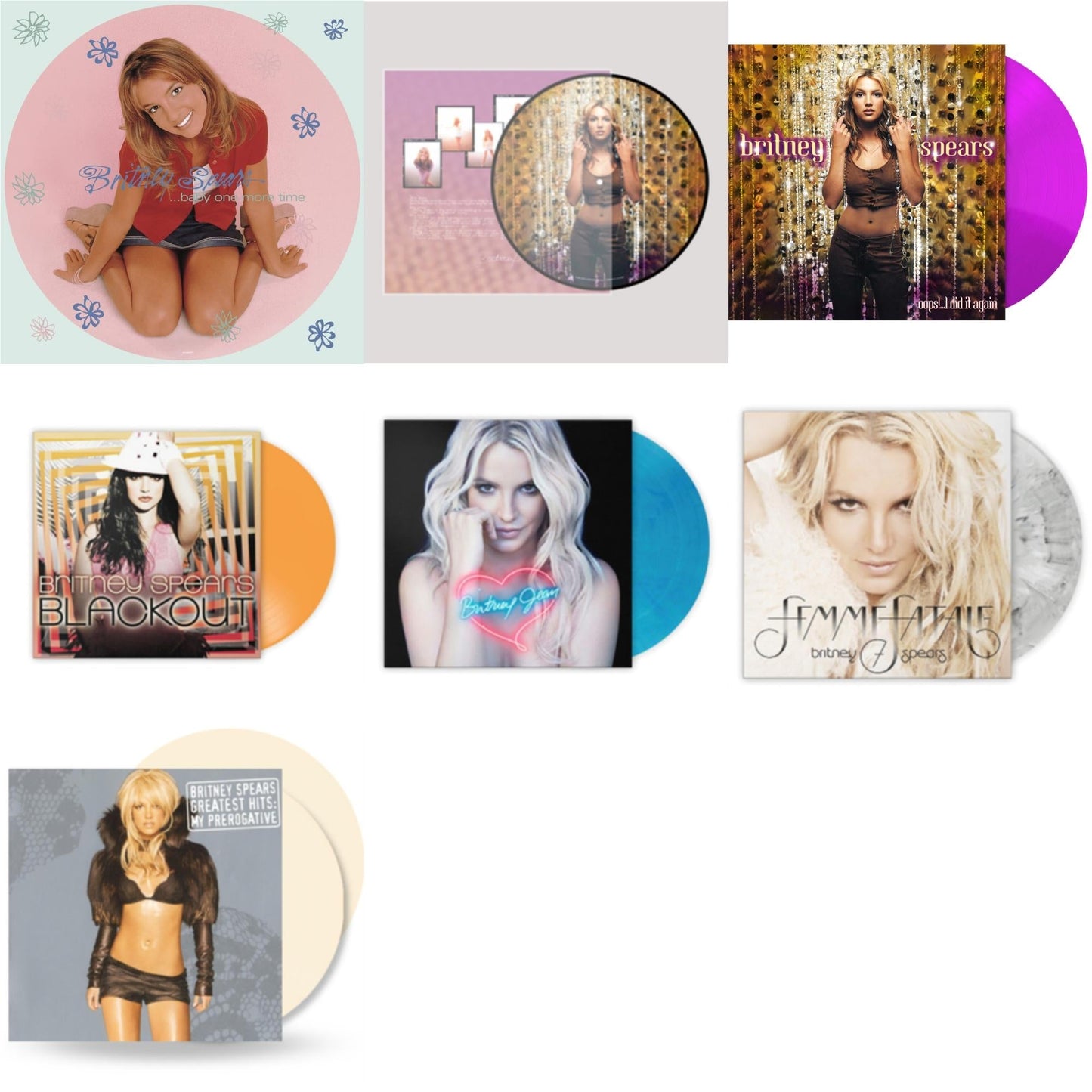 This is a 7 LP Vinyl SKU bundle.
1.This LP Vinyl is brand new.Format: LP VinylMusic Style: Dance-popThis item's title is: Baby One More Time (Picture Disc/140G/Dl Code)Artist: Britney SpearsLabel: LEGACYBarcode: 190758862613Release Date: 11/23/2018
2.This LP Vinyl is brand new.