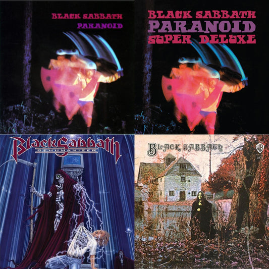 This is a 4 LP Vinyl SKU bundle.
1.This LP Vinyl is brand new.Format: LP VinylThis item's title is: Black Sabbath (180G)Artist: Black SabbathLabel: RHINO/WARNER BROS.Barcode: 081227946661Release Date: 8/5/2016
2.This LP Vinyl is brand new.