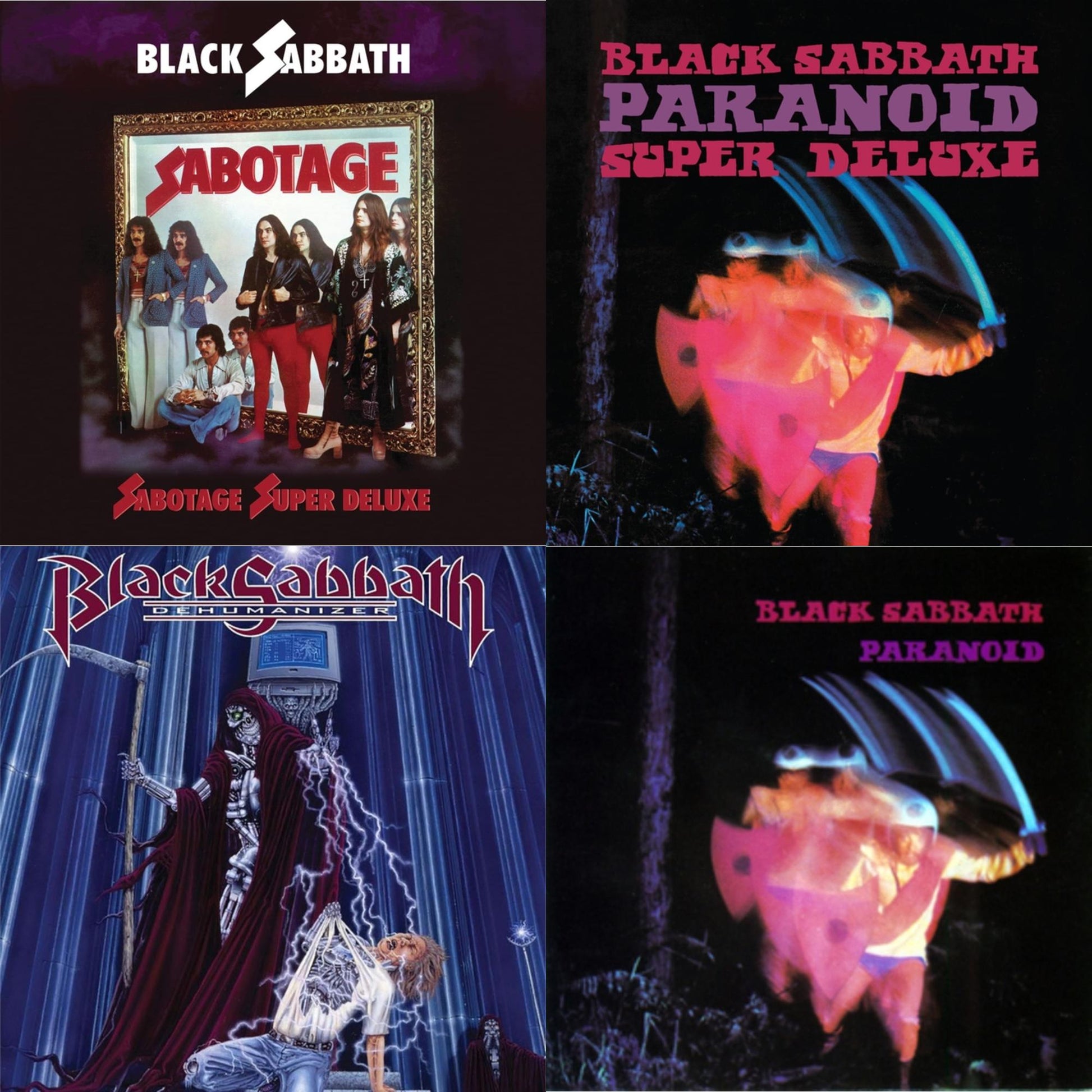This is a 4 LP Vinyl SKU bundle.
1.This LP Vinyl is brand new.Format: LP VinylThis item's title is: ParanoidArtist: Black SabbathLabel: BMGBarcode: 5414939920790Release Date: 6/22/2015
2.This LP Vinyl is brand new.