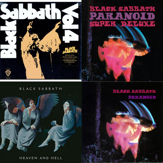 This is a 4 LP Vinyl SKU bundle.
1.This LP Vinyl is brand new.Format: LP VinylMusic Style: Heavy MetalThis item's title is: Vol. 4 (180G)Artist: Black SabbathLabel: RHINO/WARNER BROS.Barcode: 081227946609Release Date: 8/5/2016
2.This LP Vinyl is brand new.