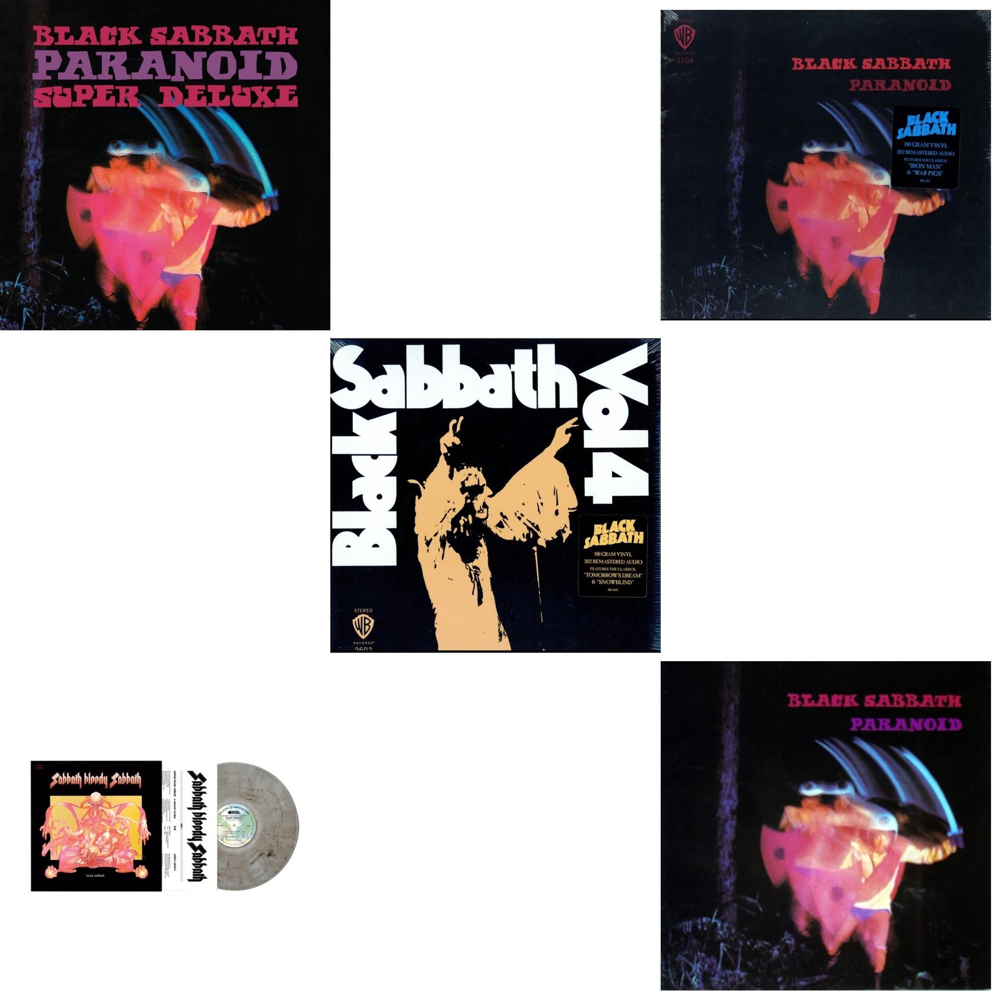 This is a 5 LP Vinyl SKU bundle.
1.This LP Vinyl is brand new.Format: LP VinylThis item's title is: Paranoid (Deluxe Edition)Artist: Black SabbathLabel: RHINO/WARNER BROS.Barcode: 603497846443Release Date: 10/9/2020
2.This LP Vinyl is brand new.