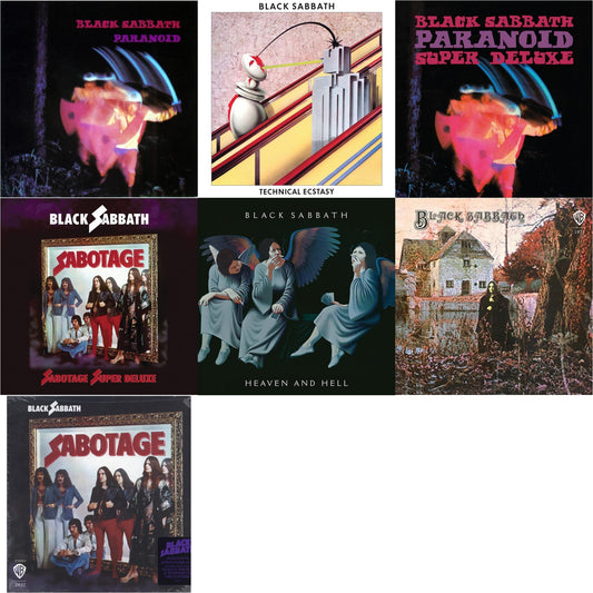 This is a 7 LP Vinyl SKU bundle.
1.This LP Vinyl is brand new.Format: LP VinylMusic Style: Hard RockThis item's title is: Sabotage (180G)Artist: Black SabbathLabel: RHINO/WARNER BROS.Barcode: 081227946562Release Date: 8/5/2016
2.This LP Vinyl is brand new.