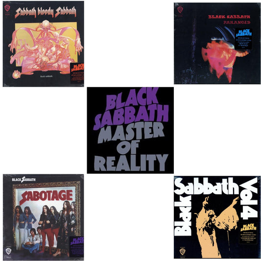 This is a 5 LP Vinyl SKU bundle.
1.This LP Vinyl is brand new.Format: LP VinylMusic Style: Hard RockThis item's title is: Sabotage (180G)Artist: Black SabbathLabel: RHINO/WARNER BROS.Barcode: 081227946562Release Date: 8/5/2016
2.This LP Vinyl is brand new.