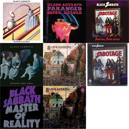 This is a 8 LP Vinyl SKU bundle.
1.This LP Vinyl is brand new.Format: LP VinylMusic Style: Hard RockThis item's title is: Sabotage (180G)Artist: Black SabbathLabel: RHINO/WARNER BROS.Barcode: 081227946562Release Date: 8/5/2016
2.This LP Vinyl is brand new.